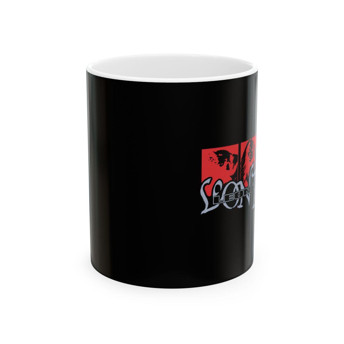 Red and Black Graphic Ceramic Mug | Leon Thomas Merch - alternate angle 1, merchandise