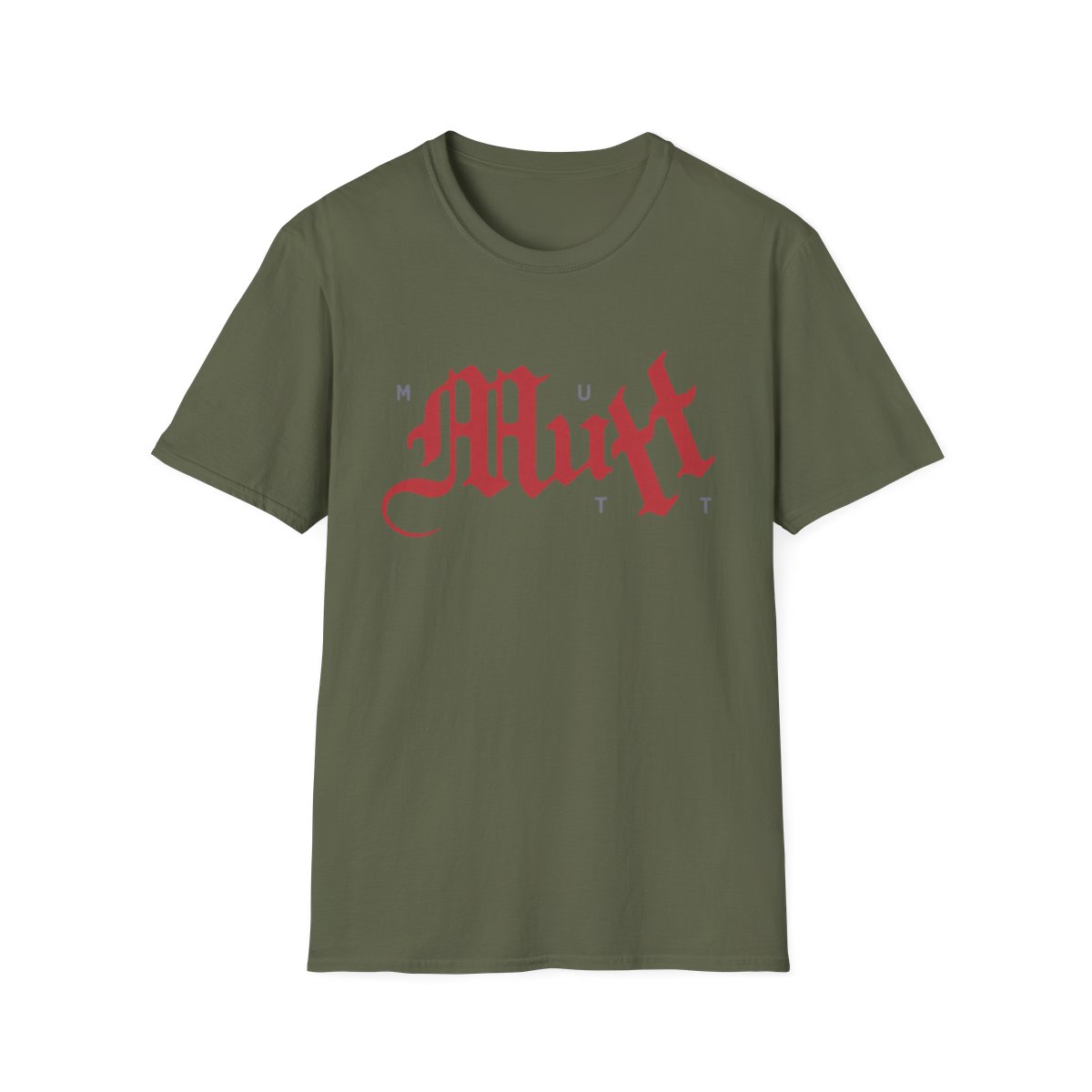 Leon Thomas Mutt Typography T-Shirt | Red and Black Dog Graphic | Leon Thomas Merch - alternate angle 3, merchandise